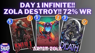 Day 1 Infinite with Zola Destroy! 72% Win Rate! Best Marvel SNAP Decks!!