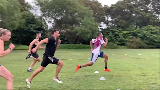 Josh Addo Carr aka The Fox sprint training with Roger Fabri