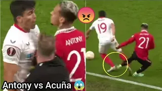 Antony vs Acuna Fight Scene 😡 | Man United 2-2 Sevilla | Europa League 2023