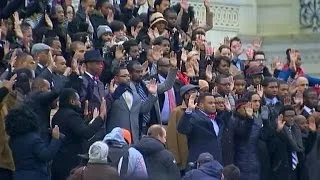 Capitol Hill staffers stage "hands up, don't shoot" protest