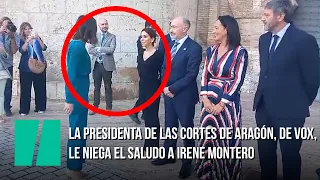 La presidenta de las Cortes de Aragón, de Vox, le niega el saludo a Irene Montero