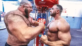 180 KG Strongman vs 120 KG Bodybuilder! Boxautomat Challenge - Dennis Kohlruss vs Kevin Wolter!