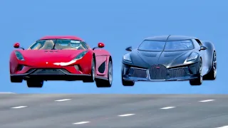 Bugatti La Voiture Noire vs Koenigsegg Regera - Drag Race 20 KM