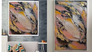 How to make modern Art beautifully Abstractionism |Acrylic abstract art in making |goldleaf painting