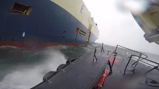 Pilot boarding On board a merchant navy ship rough weather