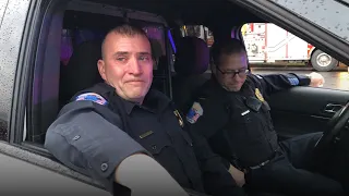 Retiring  cop brought to tears as son delivers final sendoff