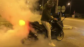 Yamaha T max 530 Termignoni exhaust burnout