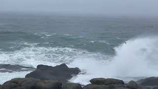 King Tide crashing into Boiler Bay Wayside in Depoe Bay along the Oregon Coast on December 23, 2022