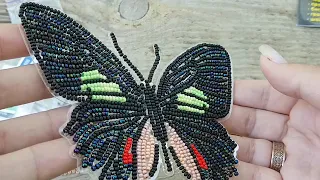 Бабочка "Parides sesostris zestos" BGP-006 ТМ Вдохновение. Вышивка бисером.Как закрепляю нить.