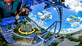 VR 360 5K Manta Roller Coaster On Ride POV Normal and Horizon Locked SeaWorld Orlando 2021 06 11