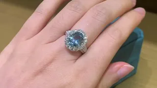 18KW Gold Aquamarine setting with Diamonds Ring- Santa Maria