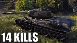 14 фрагов за бой World of Tanks Т-34-85М 🌟 лучший бой на прем танке 6 уровень