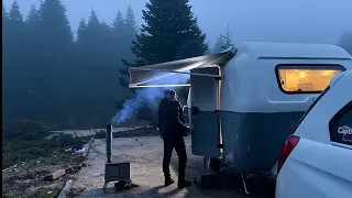 CAMPING IN A RAIN STORM We Cooked Kebab on the Stove