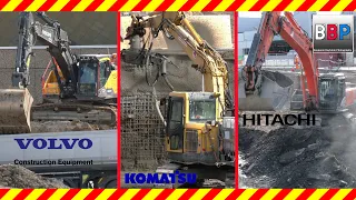 Hitachi Zaxis 350, Komatsu PC138US, Volvo EC300E, Synergiepark Allianz, Stuttgart, 22.09.2021.