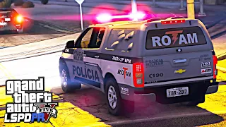 ROTAM EM PERSEGUIÇÃO CARRO ROUBADO - PMMG -  GTA 5 ROTINA POLICIAL