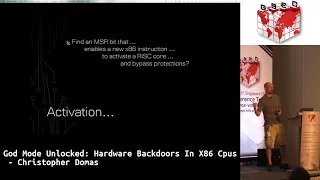 #HITBGSEC 2018 D1: God Mode Unlocked: Hardware Backdoors In x86 CPUs - Christopher Domas