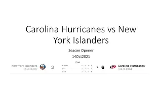 Carolina Hurricanes vs New York Islanders Season Opener 14Oct2021
