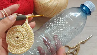 😍¡Increíble IDEA! mira como lo hice con BOTELLAS que encontré en la basura ♻️ Tendencia en Crochet 🧶