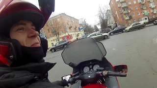 Димон купил Honda ST1100 Pan European,на мотоцикле в феврале с коробкой из Тулы:)