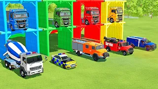 TRANSPORTING AMBULANCE, FORD POLICE, SERVICE TRUCK, FIRE DEPARTEMENT, MERCEDES MINI BUS - FS22