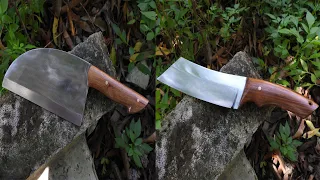 Turning Rusty Spring Steel into A Razor Sharp Meat and Vegetable Cleaver Knife [Full Video]