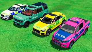 TRANSPORTING BMW, RANGE ROVER, AUDI, VW POLICE VEHICLES WITH MAN TRUCKS! Farming Simulator 22