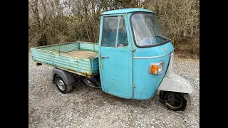 PIAGGIO APE MPV 600 1971 2 SEAT & STEERING WHEEL SOLD BY www.catlowdycarriages.com