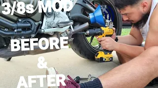 YAMAHA FZ-07 CHEAP EXHAUST MOD (6 3/8 HOLES) 1-10 REVIEW BEFORE AND AFTER