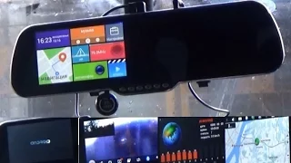 зеркало заднего вида - видеорегистратор с двойной камерой с GPS и WiFi на андройд