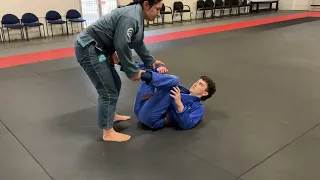 Bow&Arrow Sweep, leg-drag pass to side control. Elite Team Jiu-Jitsu homeschool class.