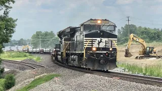 Train Runs On Temporary Track, Railroad Shoo-Fly Update!  NS Steel Rolls Train & CSX Train W/DPU