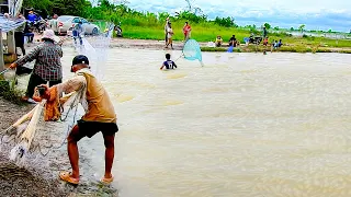 Real life 100% Old Man Cast Net Fishing In The River At The Countryside (Episode 54)