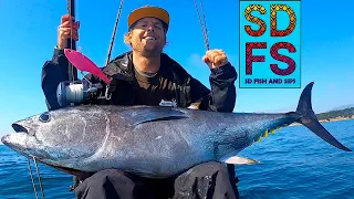 BIG BLUEFIN TUNA From My SOLO SKIFF KAYAK Fishing Nomad MADMACS in Central California October 2022