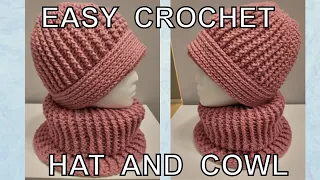 Easy Crochet Hat and Cowl
