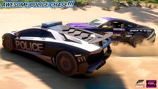Lamborghini Aventador vs Ford Mustang RTR  | Police chase | Forza Horizon 5 | Gameplay 4k video
