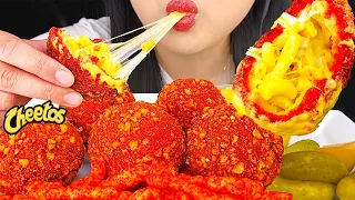 ASMR HOT CHEETOS MAC AND CHEESE BALLS DIPPED in CHEESE (Crunchy Eating Sounds) NO TALKING ASMR Phan