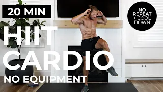 20 Min HIIT CARDIO At Home Workout + Cool Down | No Equipment - No Repeat Exercises