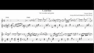 V. Monti, Czardas, for recorder and guitar