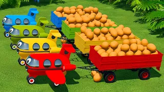 LOAD AND TRANSPORT EGGS WITH PLANES AND JOHN DEERE TRACTORS - Farming Simulator 22