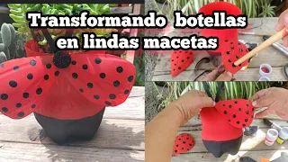 Hermosa maceta hecha con botella de refresco  ♻️#viral #reciclaje