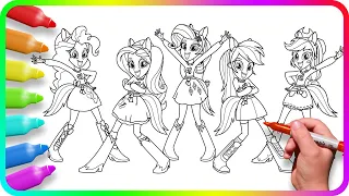Coloring Pages EQUESTRIA GIRLS. Coloring MLP. How to draw My Little Pony. Easy Drawing Tutorial Art