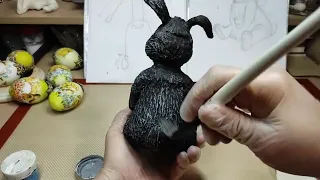 🐰Ватная игрушка.ПАСХАЛЬНЫЙ ЗАЙКА. Урок 11. Тонировка и роспись.