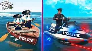 GTA 5 : Franklin Shinchan & Pinchan Get Worst To The Best Police Boat GTA 5 !
