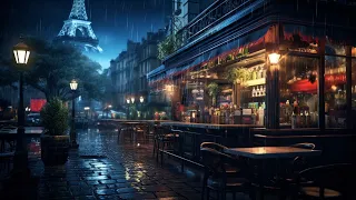Rainy Jazz Music ☕ Outdoor Paris Coffee Shop Ambience ♫ Jazz Relaxing For Work, Study And Sleep
