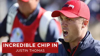 Justin Thomas Chips In Against Rory McIlroy | 2018 Ryder Cup