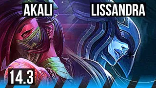 AKALI vs LISS (MID) | 66% winrate, 11/3/6 | NA Grandmaster | 14.3