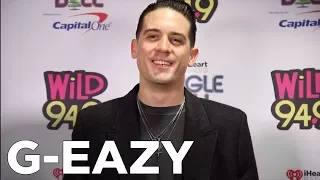 G-Eazy talks with JV and Selena backstage at The WiLD 94.9 Jingle Ball 2017