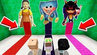 ¡NO ELIJAS LA PUERTA EQUIVOCADA EN MINECRAFT! 😱😂MUÑECA DEL JUEGO DEL CALAMAR, HUGGY WUGGY, SONIC.EXE