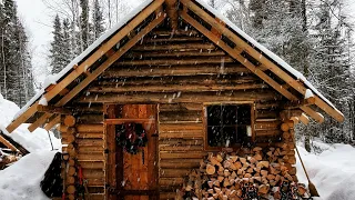 Arriving At The Cabin In A Blizzard/Cold Night: OFF GRID LOG CABIN