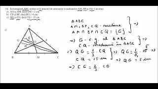 Pb. de geometrie plana Centrul de greutate al triunghiului - pb. 54 c) Calculati QG, CG cu CQ = 15cm